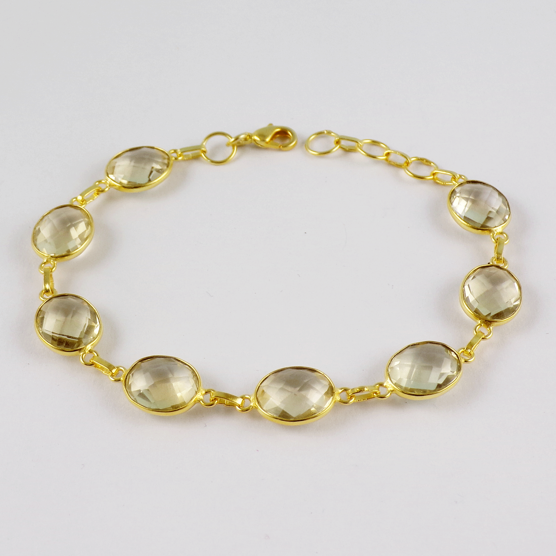 Stunning Citrine Brass Bracelet U - BZB999 18K Gold Plated Checker Cut Oval Shape 8x10mm Bezel Setting Brass Bracelet